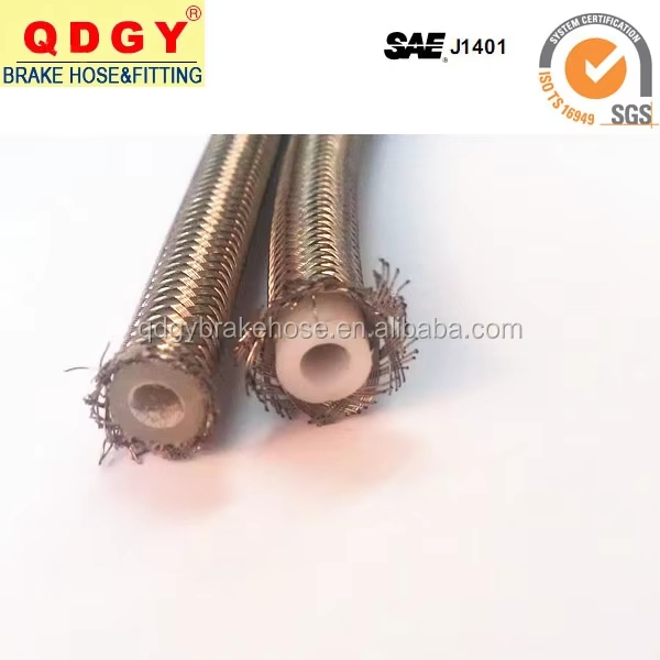 DOT Certificated Red Coated Cover An3 3an -3 Hydraulic Racing Stainless Steel Braided Smooth Bore Nylon PTFE Brake Clutch Line Asssembly Fuel Oil Brake Hose