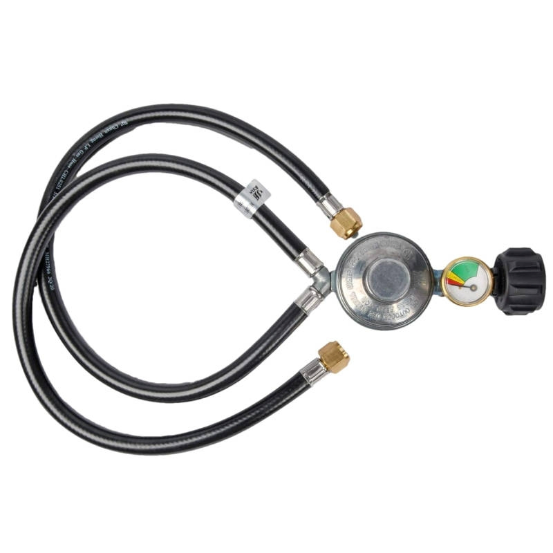 Y Splitter Propane Regulator, 2 Hose Low Pressure Regulator Kit for Most Lp Gas Grill, Heater, Camping Stove