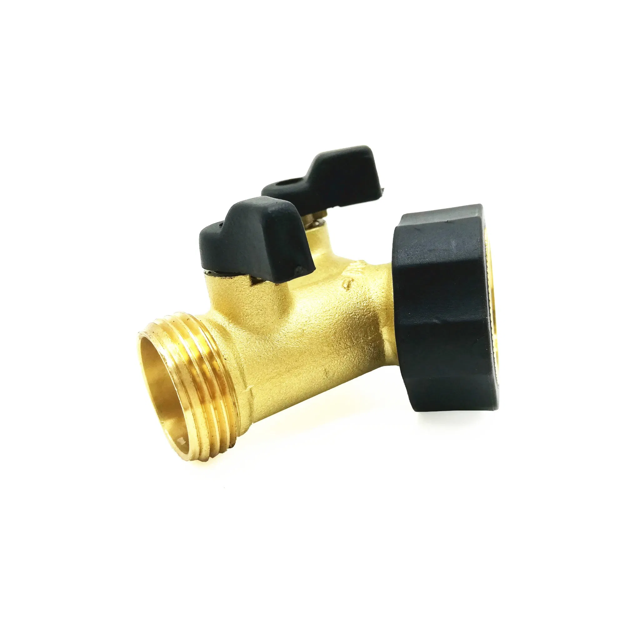 Manual Straight Through 2 Way Brass Hose Connector Valve Garden Hose Splitter