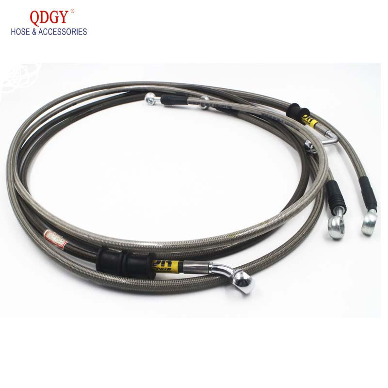PU Cover Hydraulic Oil Hose Assemblies for Motorcycle 40-220cm Fitting Stainless Brake Clutch Line Gasoline Hose 10mm