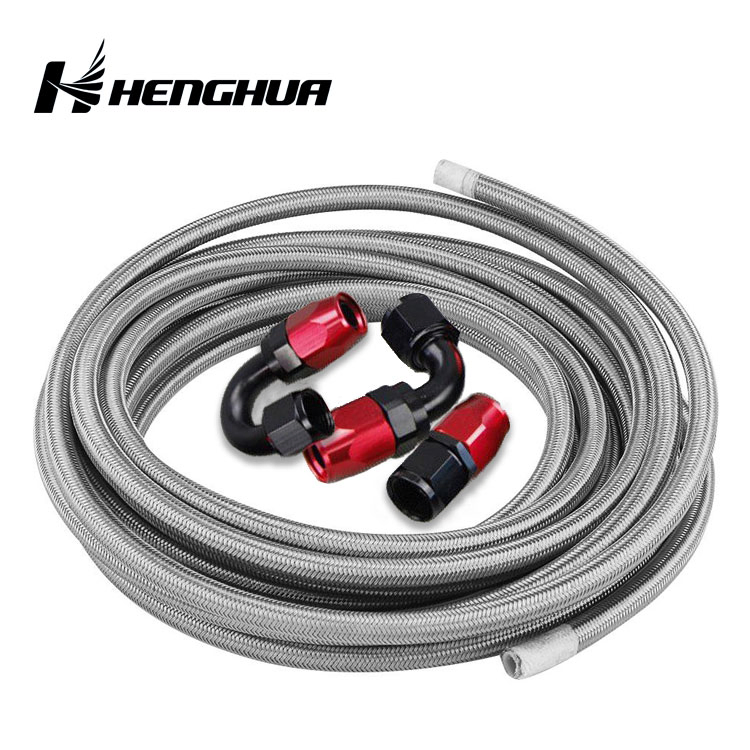 Red Nylon Cotton Cover An6 6an 5/16ID 8mm Stainless Steel Ss Braided PTFE Fule Hose Line for Motorsport Racing Car Engine Turbo