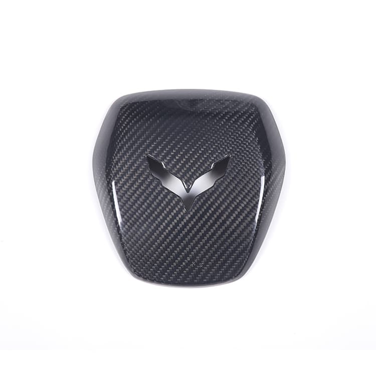 on Sale Carbon Fiber Car Interior Accessories, Carbon Fiber Interior Trim Steering Wheel Emblem Protective Shell for 2014-2019 C7