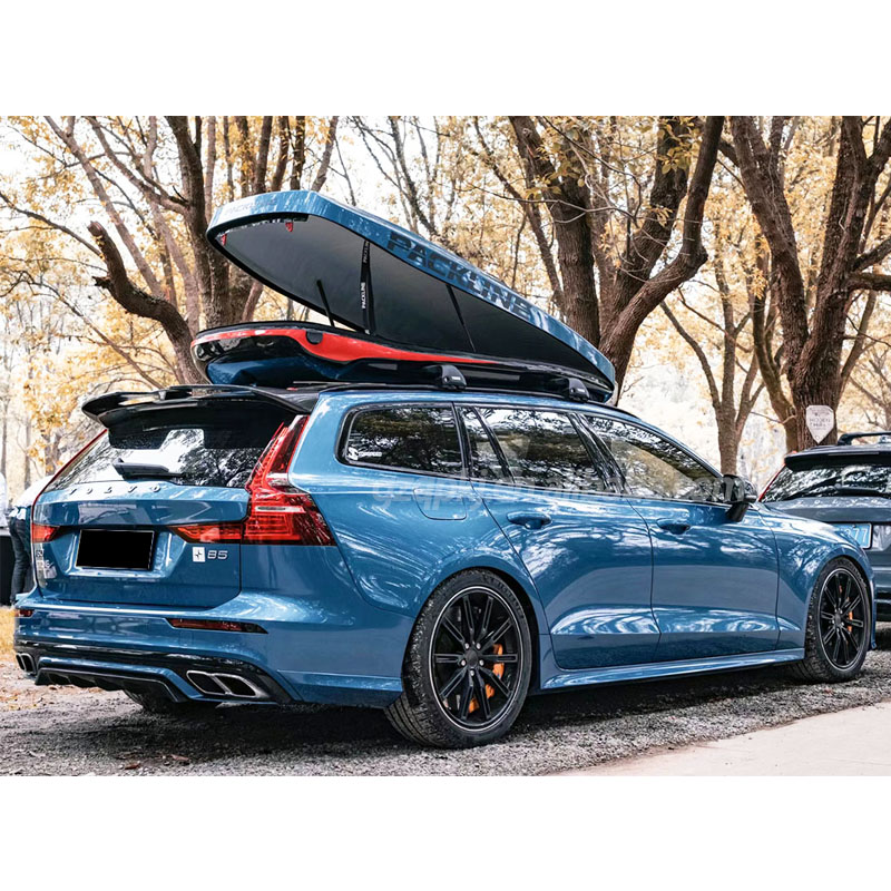 For Volvo S60 V60 Body Kit Front Cover Angle Bumper Lip Spoiler Rear Diffuser Side Skirt Black Kit