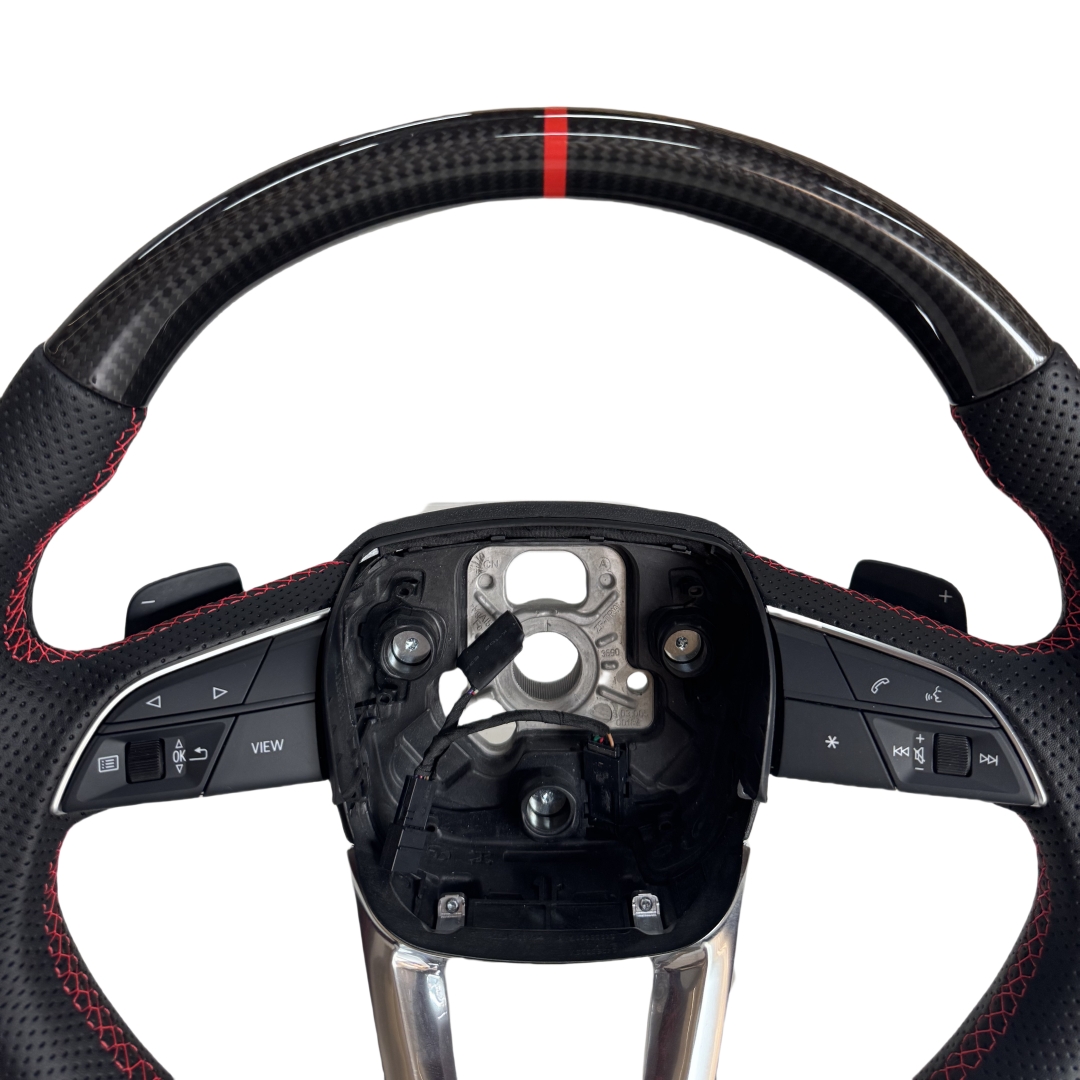Perforated Leather Sports 3-Spoke 40mm Grip Customized Steering Wheel for Audi