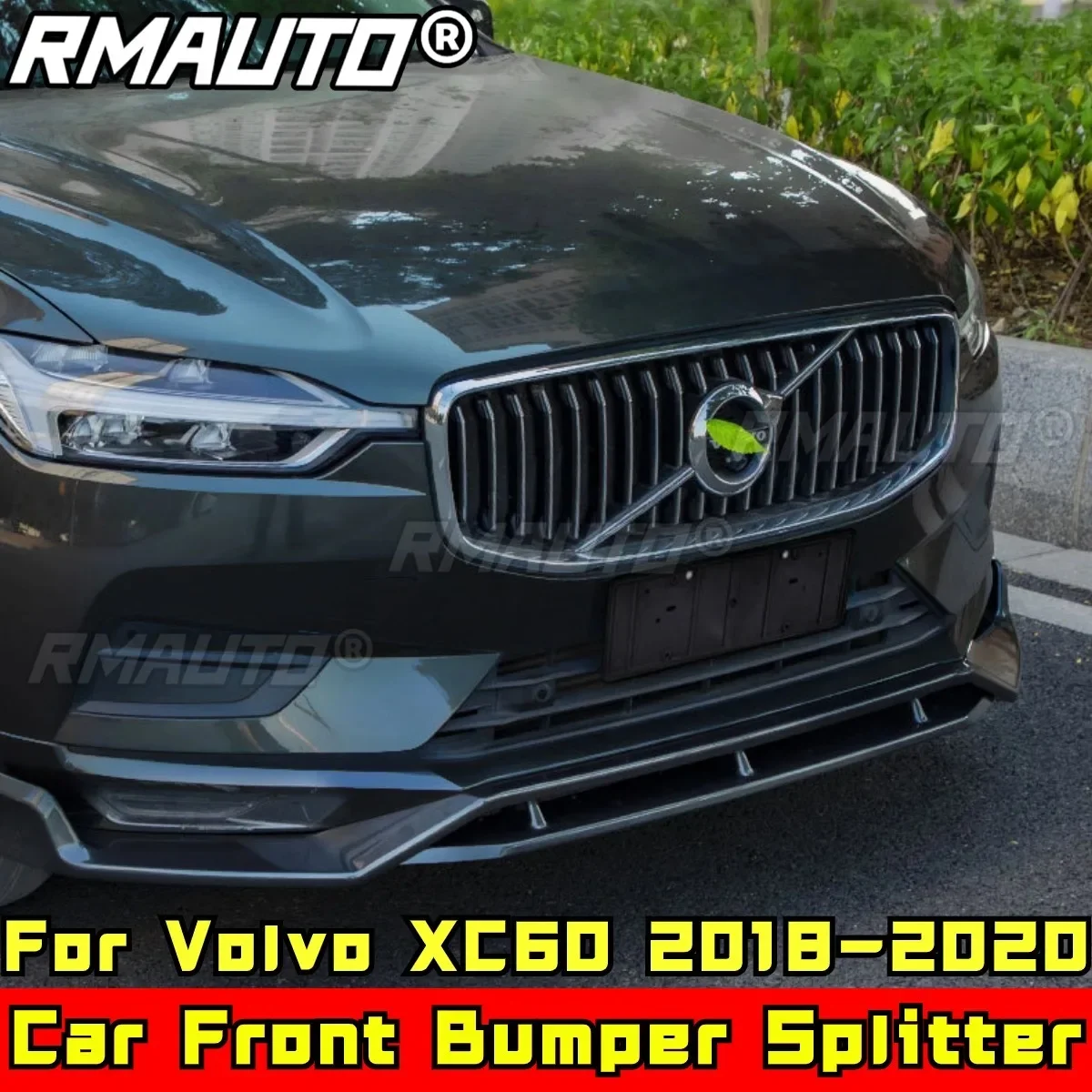 For Volvo XC60 2018-2020 Body Kit Front Bumper Splitter Carbon Fiber Look Sport Style Front Bumper Diffuser Car Accessories