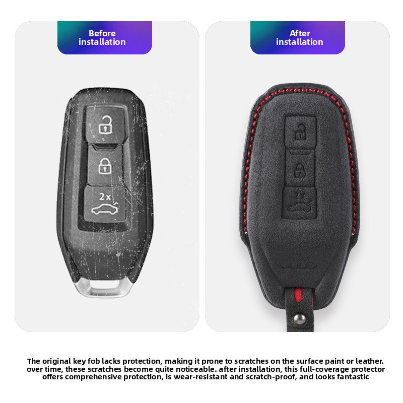 Suede Key Case Car Key Cover for Audi A5L Q6L E-tron A6L Sportback Accessories