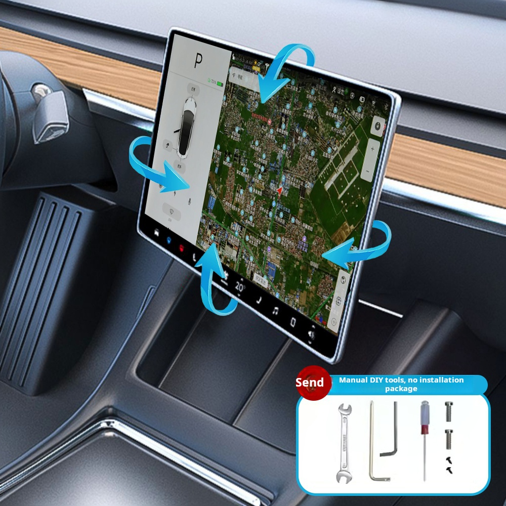 Universal Tesla Model 3/Y Vehicle-mounted Screen Rotating Central Control Navigation Bracket ABS Interior Modification Kit