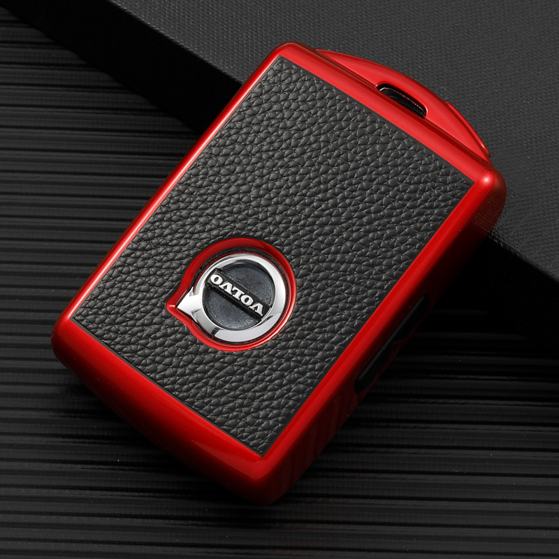 Leather Texture Soft TPU Car Key Case Cover Shell for Volvo XC40 V60 V90 XC60 XC90 S60 Key Rings Keychain Bag Accessories