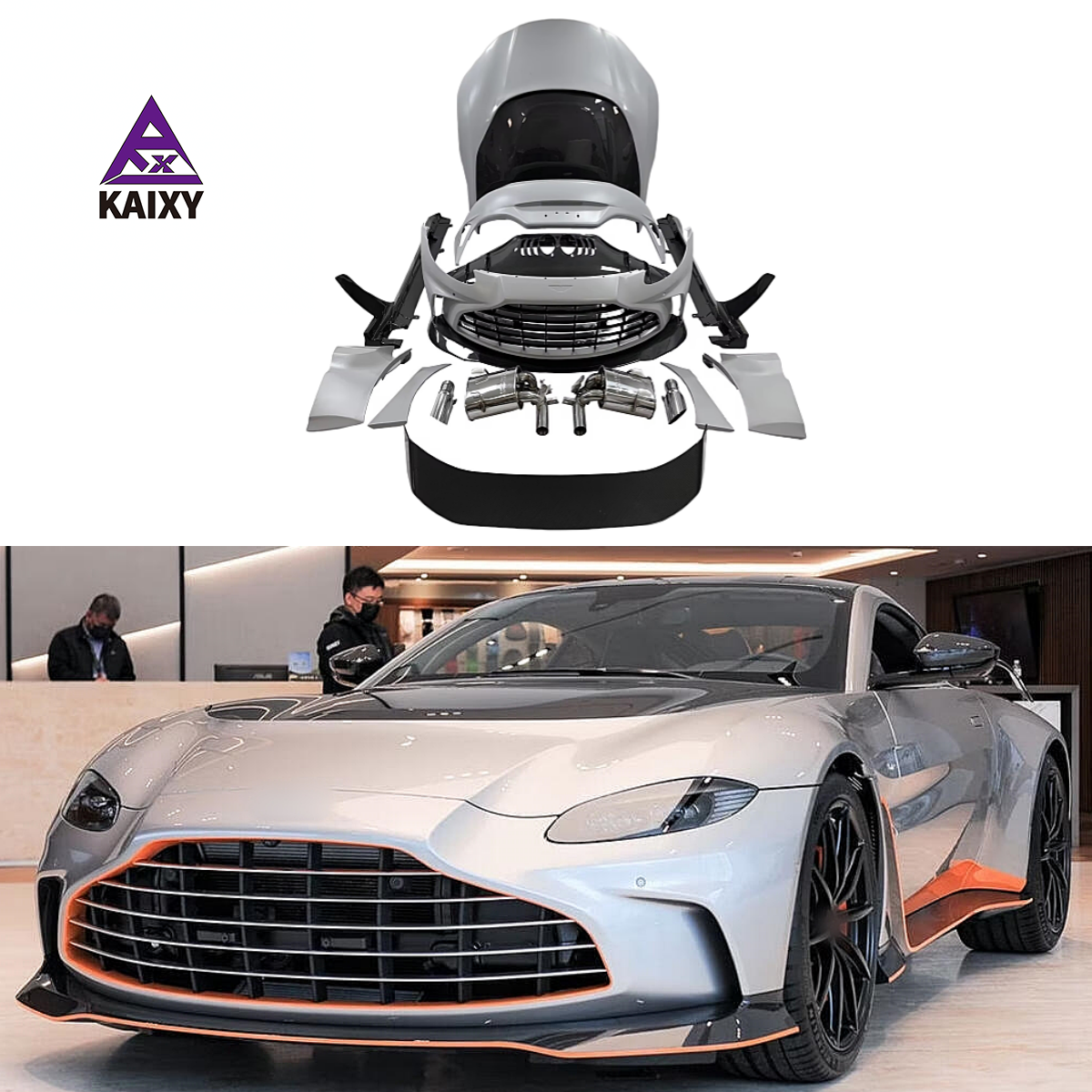 KXY Dry Carbon Fiber Bodykit for Aston Martin Vantage V12 Includes Front &amp; Rear Bumper Side Skirt Hood Fender Spoiler