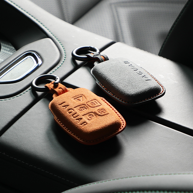 For Jaguar XEL XFL XJL E-PACE F-PACE 3D Suede Car Key Cover Bag Accessories