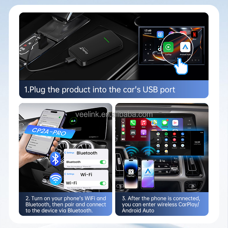 Cp2a Pro Car Music Carplay Wireless Adapter Carlinkit Video Ai Box Car Play Tv Massive Apps Dual Channel Android Auto For Apple