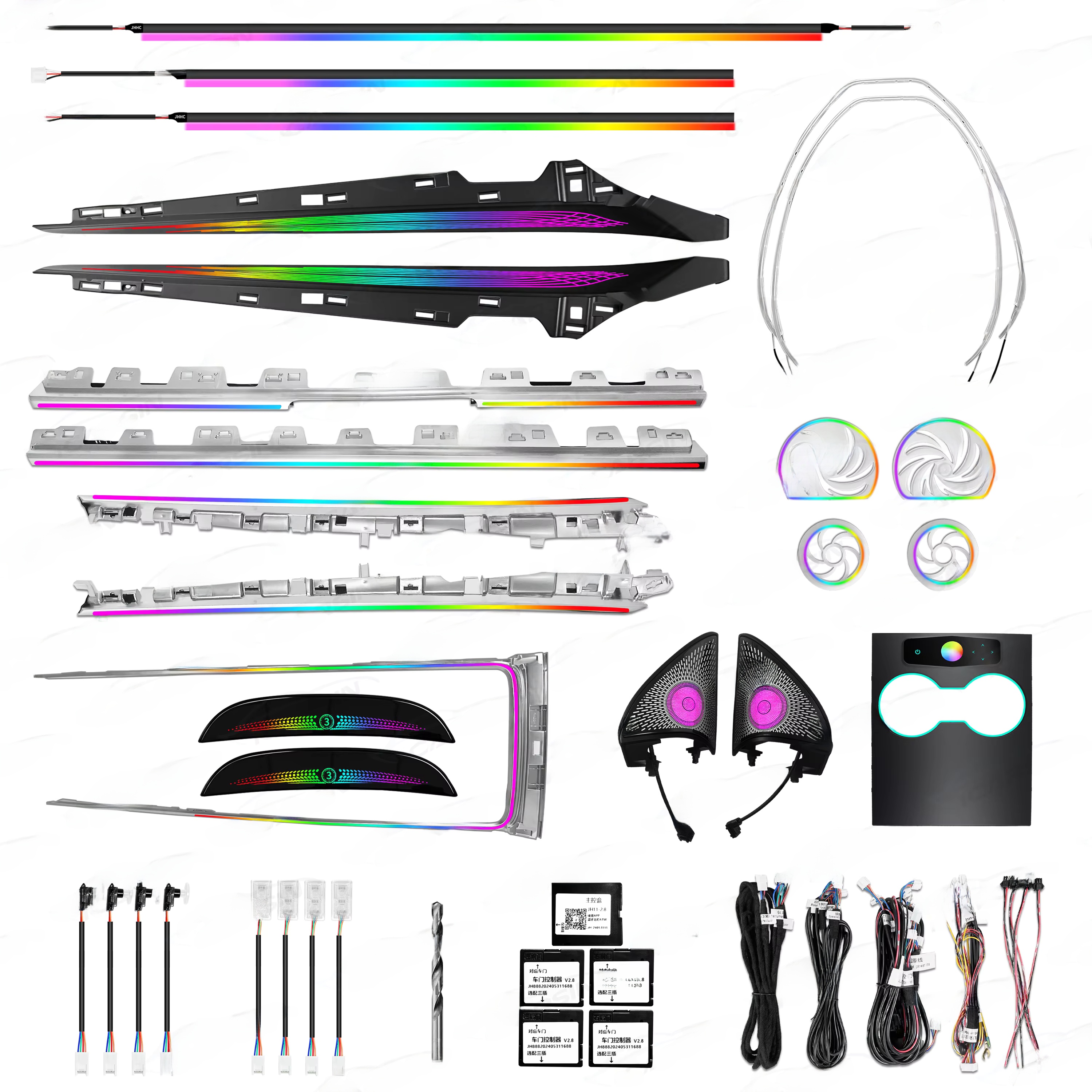 Upgrade 256 Colors Symphony Led Car Interior Ambient Lighting Accessories for Tesla Model 3/Y 2021-2024 Atmosphere Light Strip