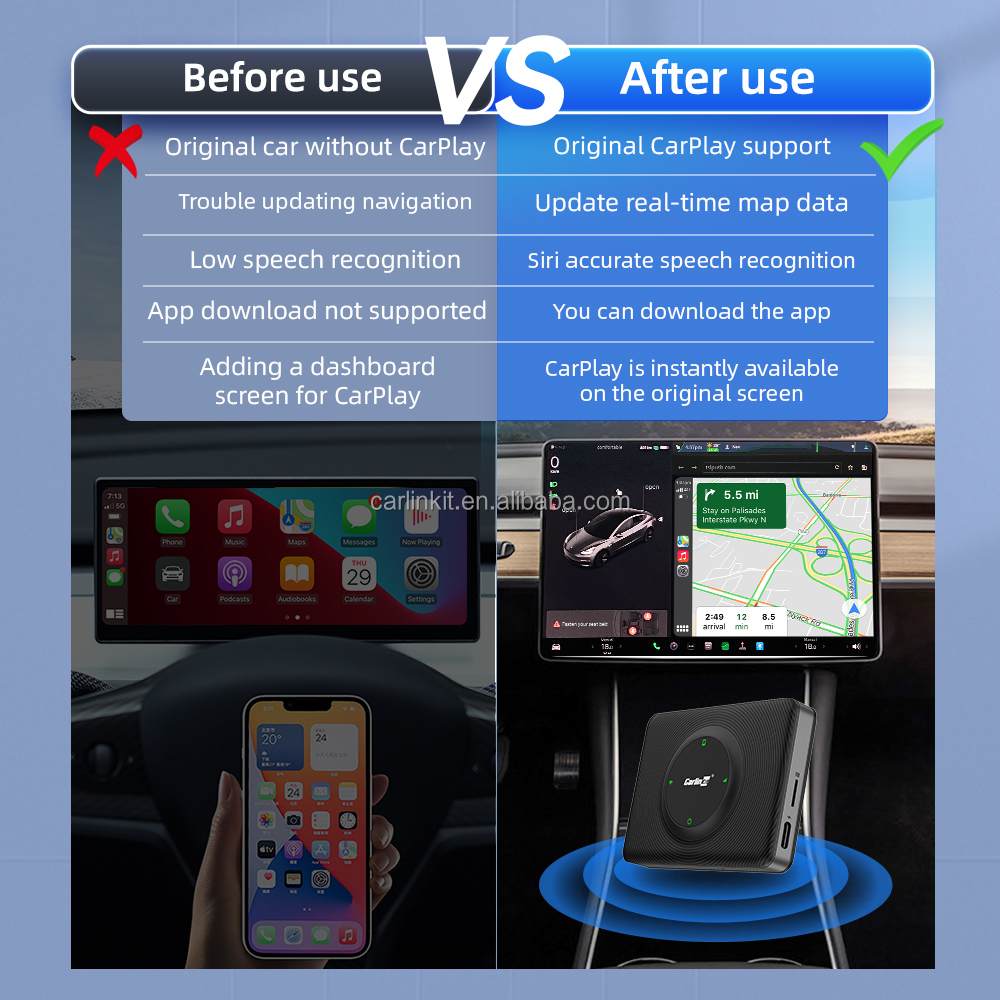 Carlinkit Wireless CarPlay Dongle Tesla Accessories Car Smart Box for Tesla Model 3 X Y S