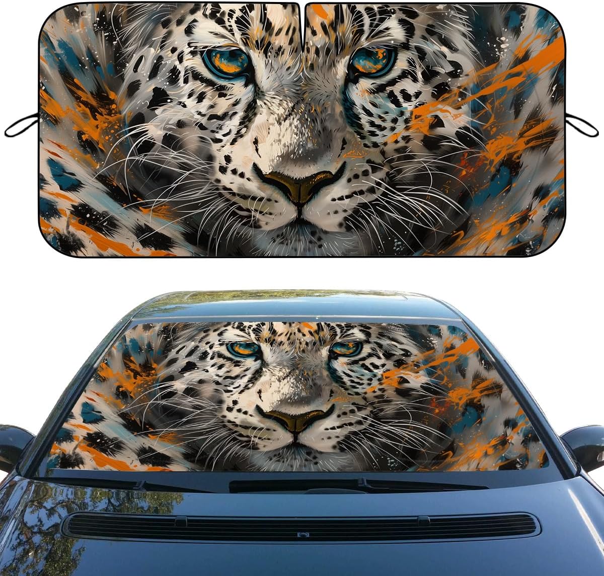 Jaguar Luxury Digital Printing Polyester Fiber 1pcs Universal Fit Car Windshield Sunroof Shades Heatshield UV Protection