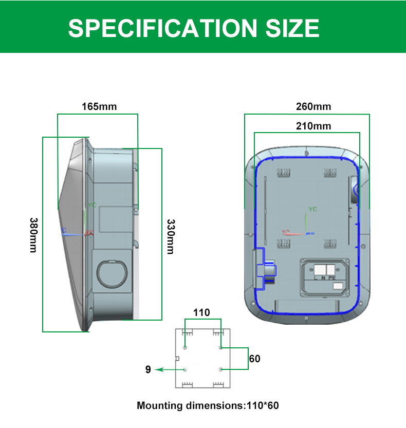 AC EV Charging Post 22KW, DC Fast Charger Complete Station with Screen, OCPP Ready.