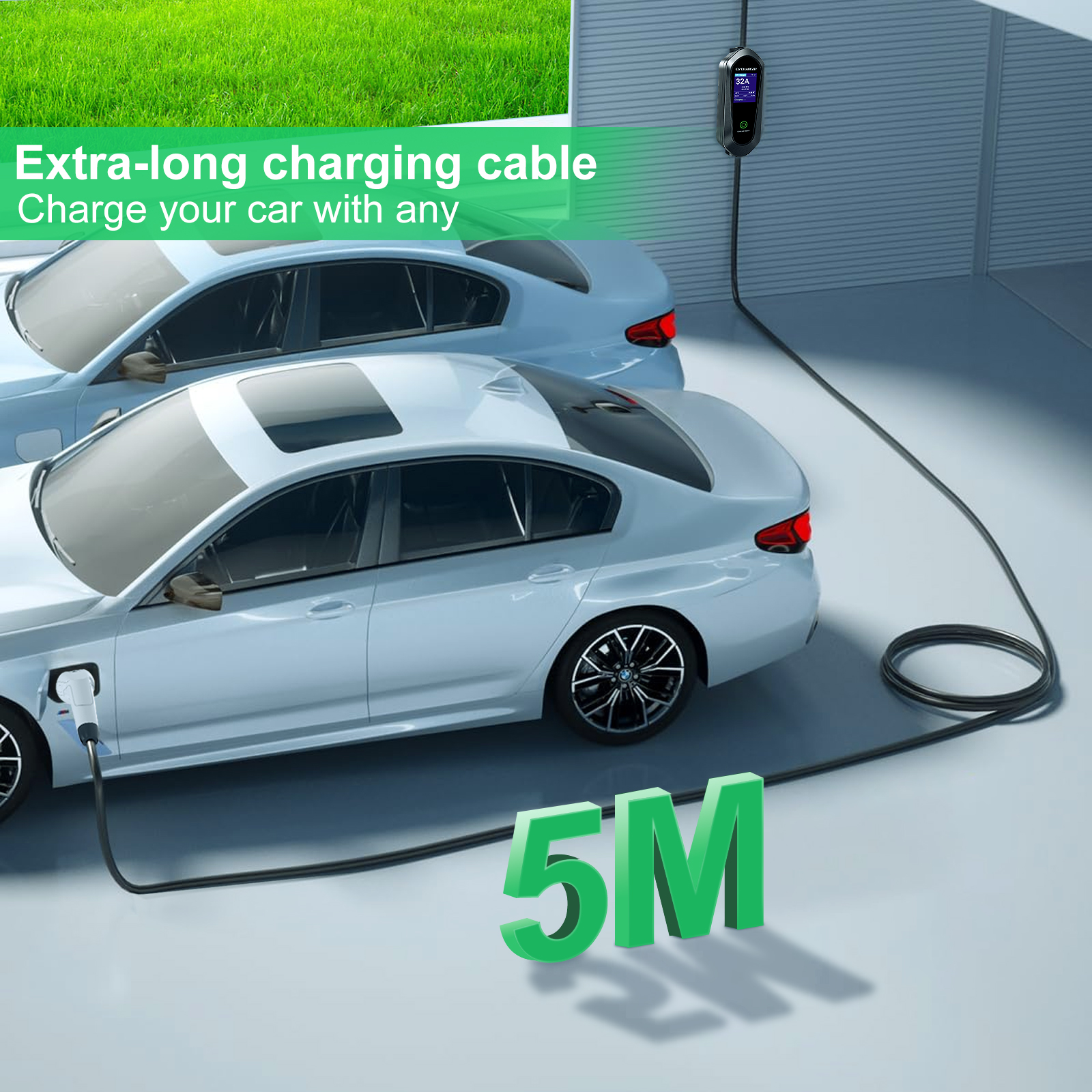APP 32A Electric Car Mobile Charger Adjustable Current 6 To 32A 21ft Cable| Home Portable Charger For Type 1
