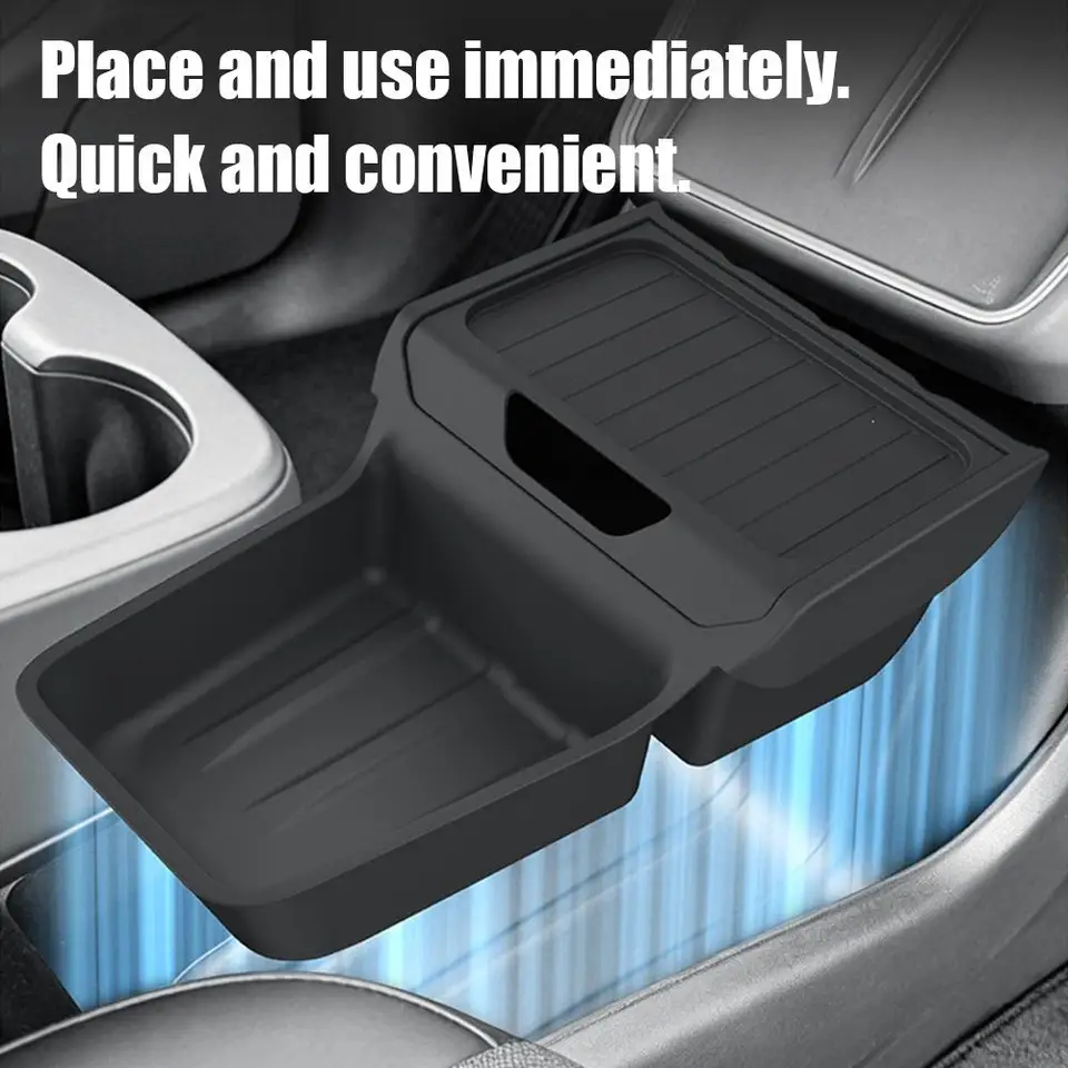 For Rear Central Control Storage Box TPE Style Car Console Tray Case for Tesla Model Y Standard Accessories 2025 2026