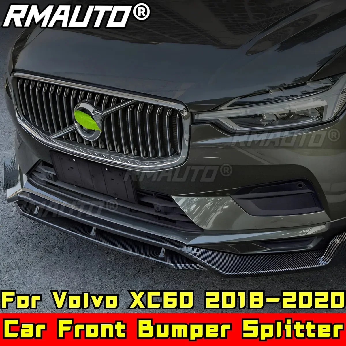 For Volvo XC60 2018-2020 Body Kit Front Bumper Splitter Carbon Fiber Look Sport Style Front Bumper Diffuser Car Accessories