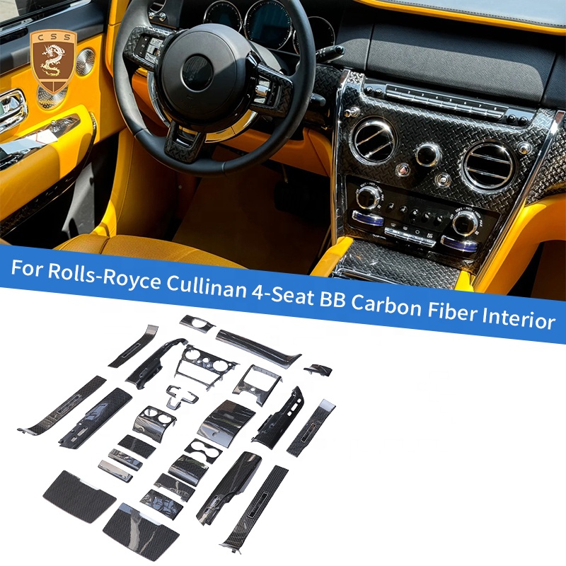 Luxury Upgrade Black-B Car Interior Trims Replacement Kit for Rolls Royce Cullinan SUV Center Console Dashboard Door Sill Plates