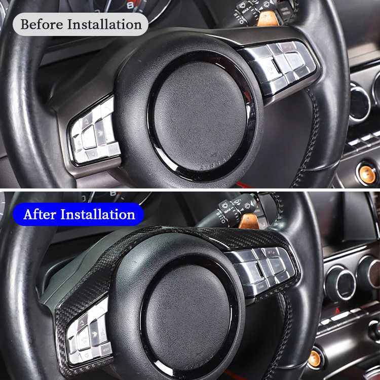 Real Carbon Fiber Center Console Steering Wheel Outline Decorative Frame for Jaguar F-TYPE 2013-2023 Car Interior Accessories