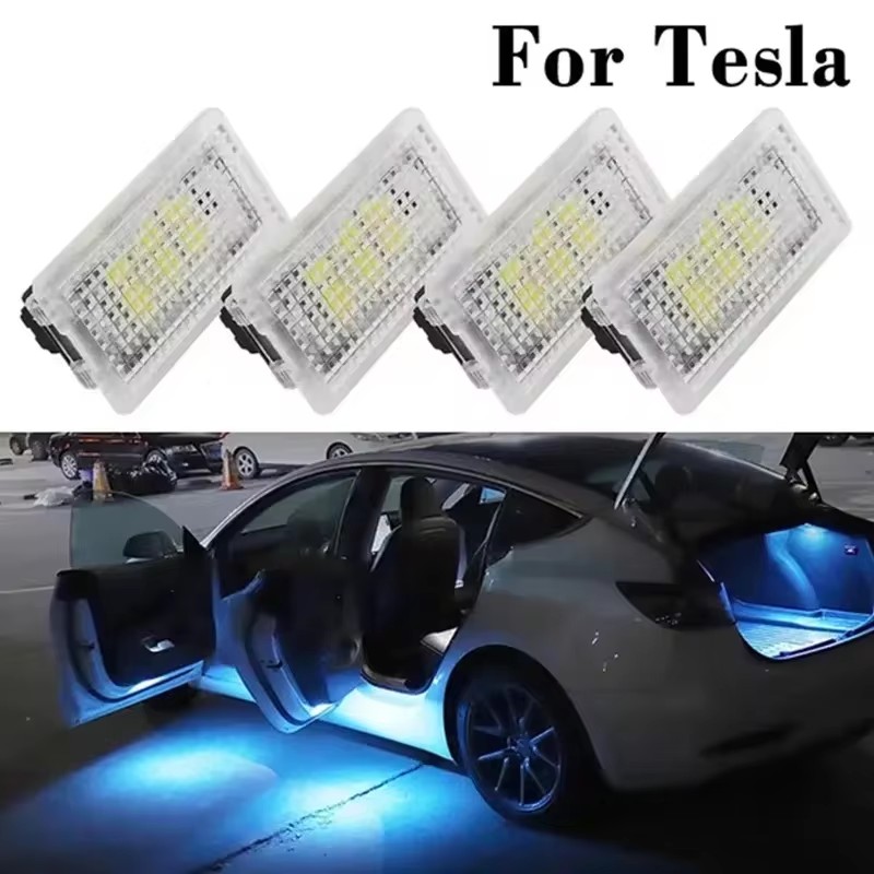 For Tesla Model 3 Y S X Ultra-bright Interior LED Lighting Bulbs Kit Accessories Fit Trunk Frunk,Door Puddle,Foot-Well Lights