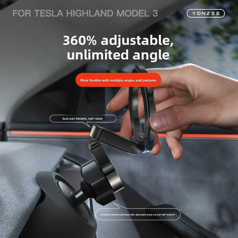 2025 Upgraded Tesla Model 3/Y Phone Holder Hidden Design Anti-Shake Navigation Bracket Silent Car Accessories for Model 3/Y