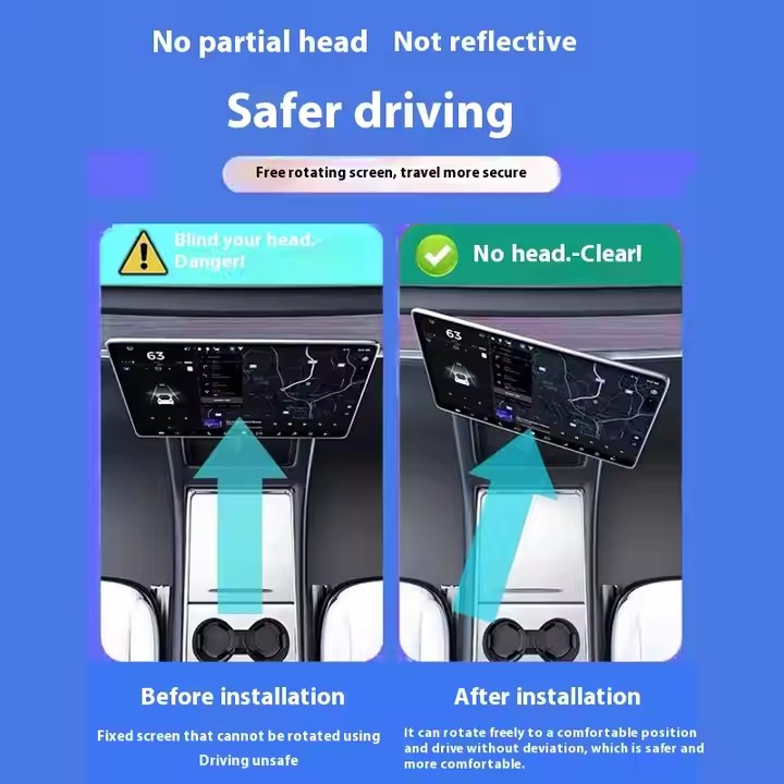 Universal Tesla Model 3/Y Vehicle-mounted Screen Rotating Central Control Navigation Bracket ABS Interior Modification Kit