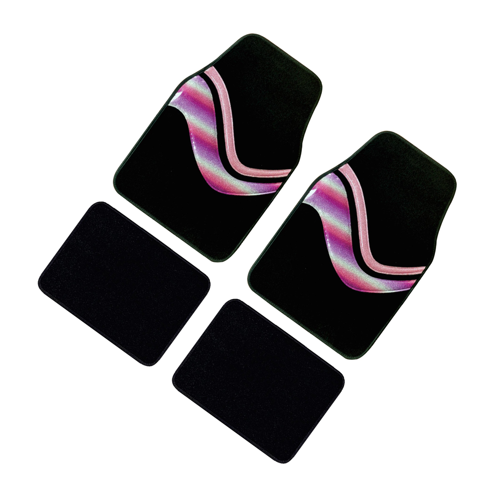 Purple Rainbow Star Laser Snowflake 4pcs 2mm Thick Anti-Slip Nylon Car Mats with Heel Pad Universal SUV/Van