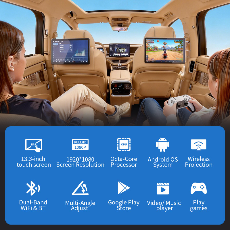 Universal Cars Back Seat Rear Entertainment System Support Phone Wireless Mirror Link Touch Screen For Denza BMW BYD Trumpchi