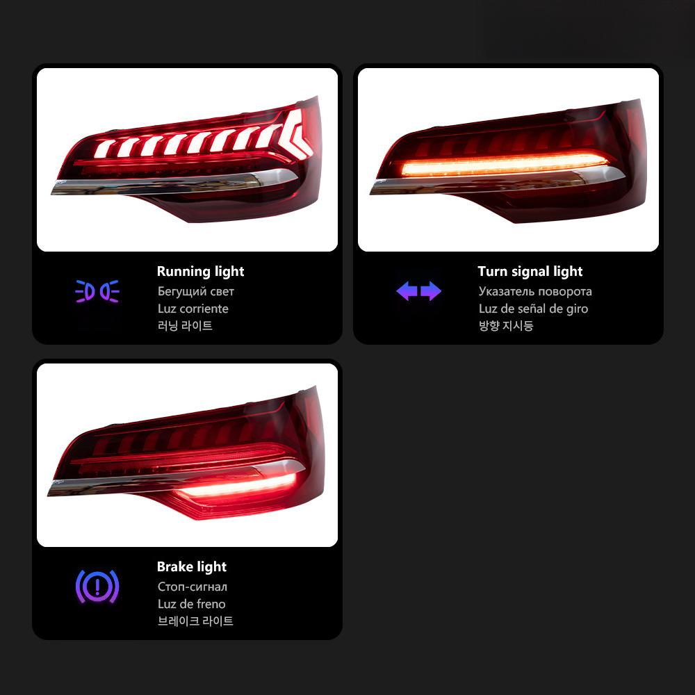 Car Lights for Audi Q7 LED Tail Light 2006-2015 Dynamic Signal Animation Rear Trunk Stop Brake 12V Automotive Accessories