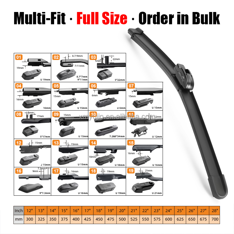 Car Water Spray Wiper Blade OEM Universal Multi Function With 19 Adapters For Multiple Vehicle Models