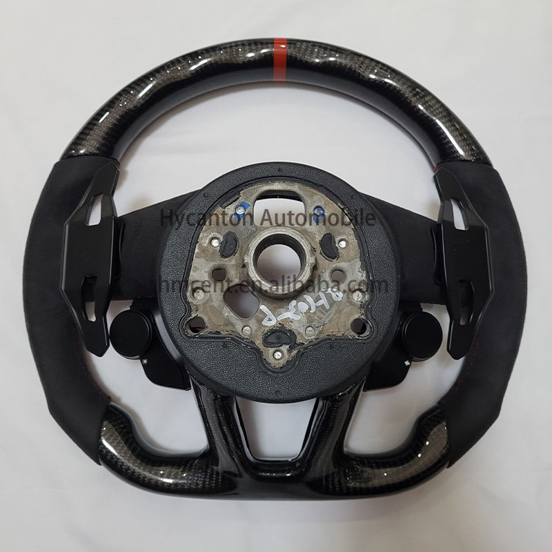 Car Interior Accessories Carbon Fiber with Start Button Steering Wheel Fit for Audi R8 Car Steering Wheel