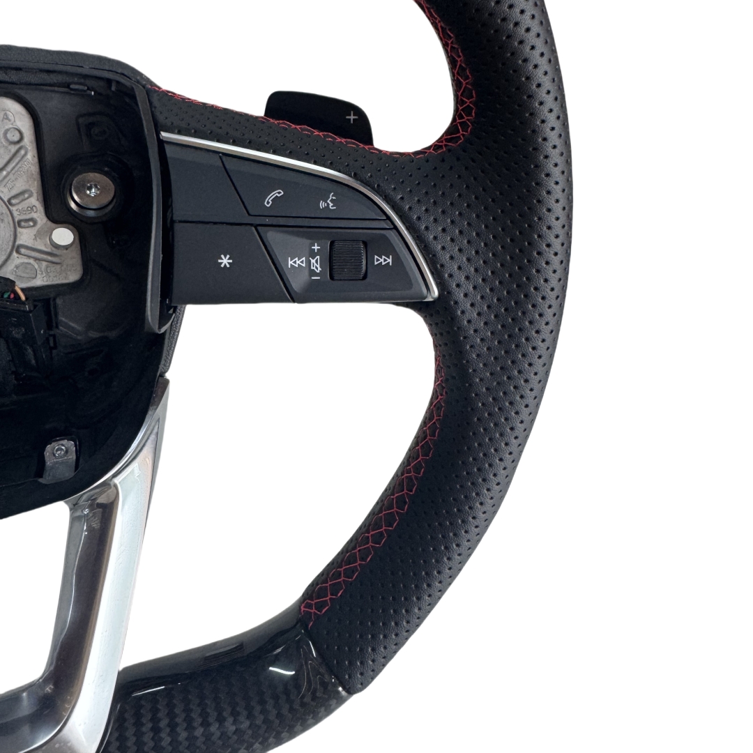 Perforated Leather Sports 3-Spoke 40mm Grip Customized Steering Wheel for Audi