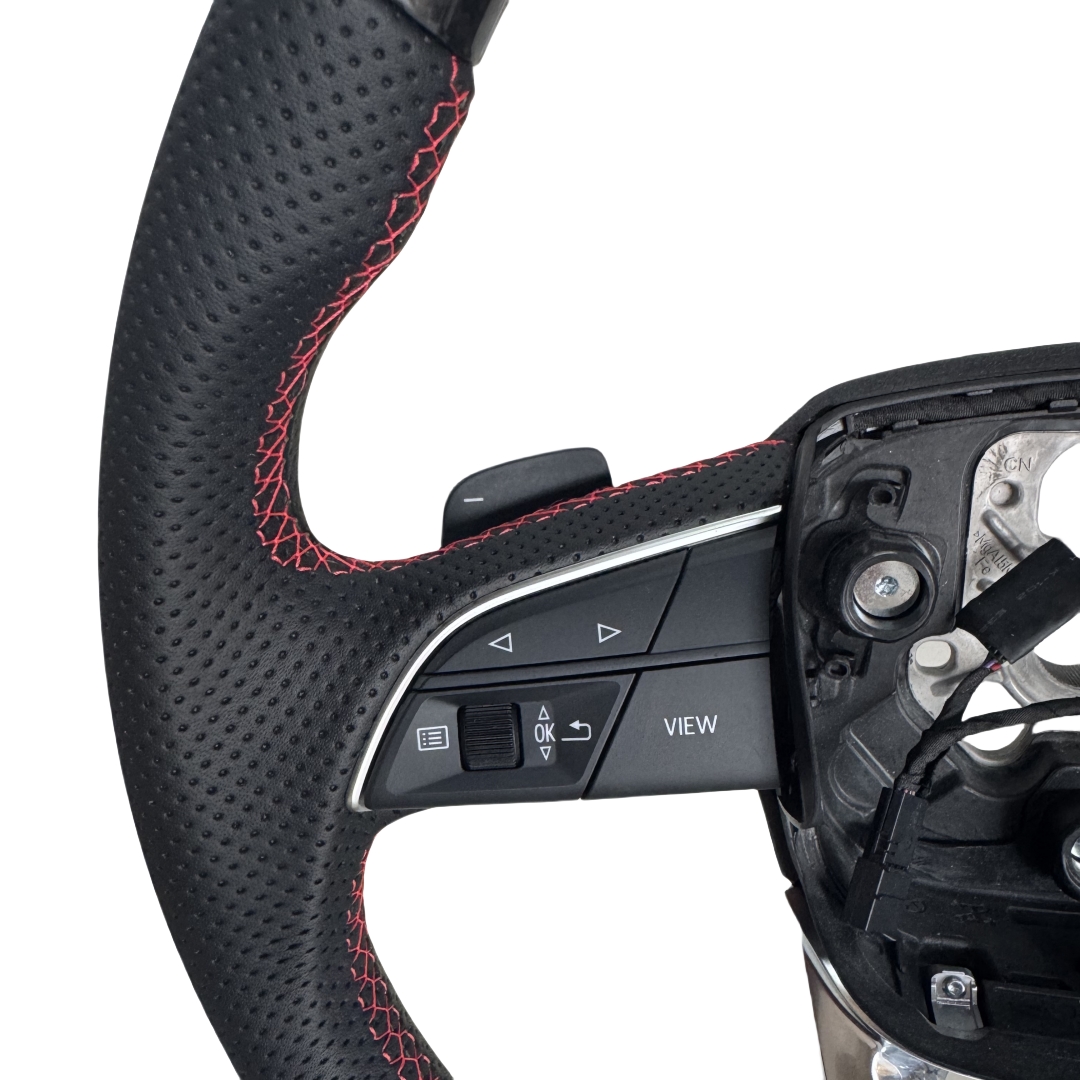 Perforated Leather Sports 3-Spoke 40mm Grip Customized Steering Wheel for Audi
