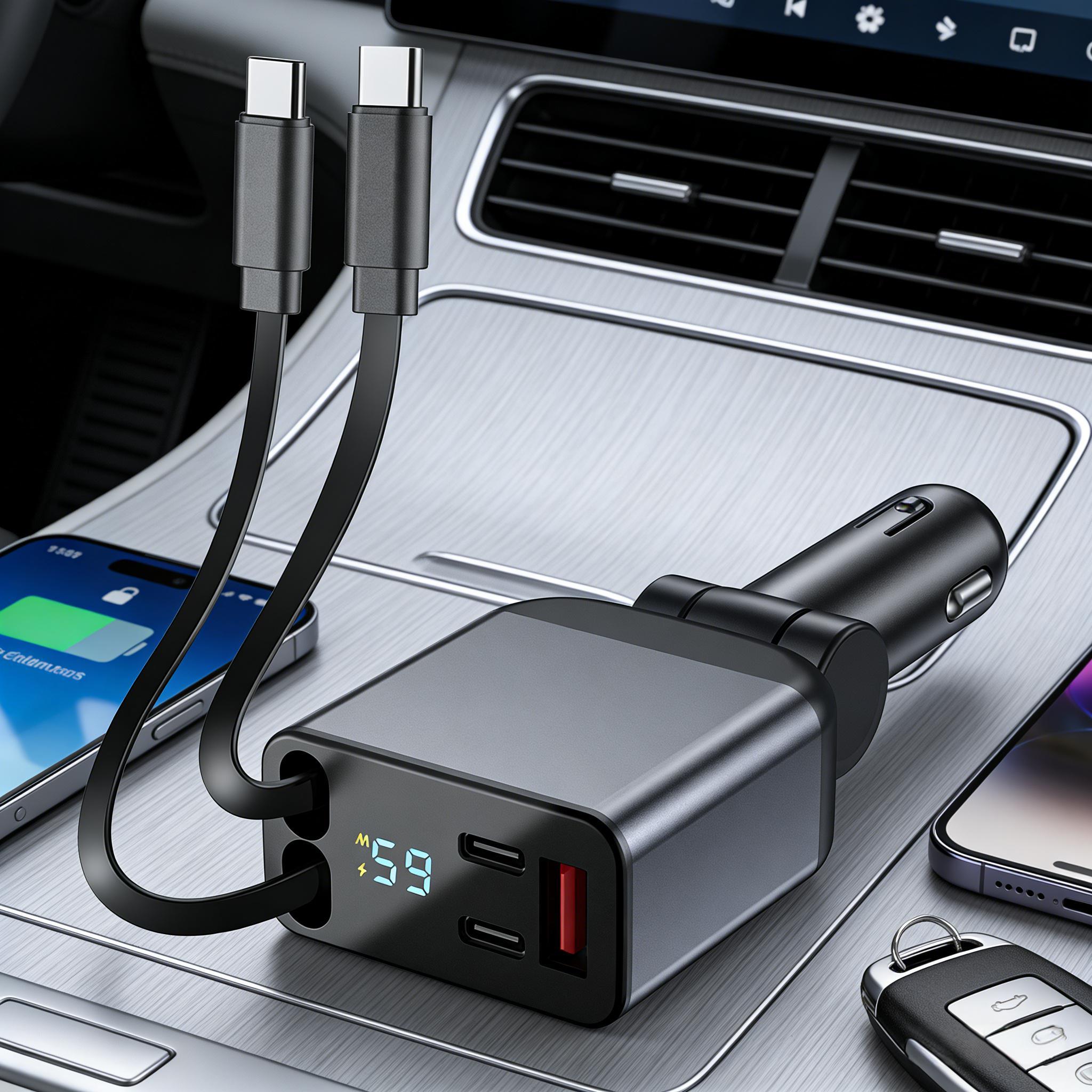 STW 6 In 1 Multi-functional 4 Port Smart 120w Dc Fast Car Phone Charger For Cars Adapter