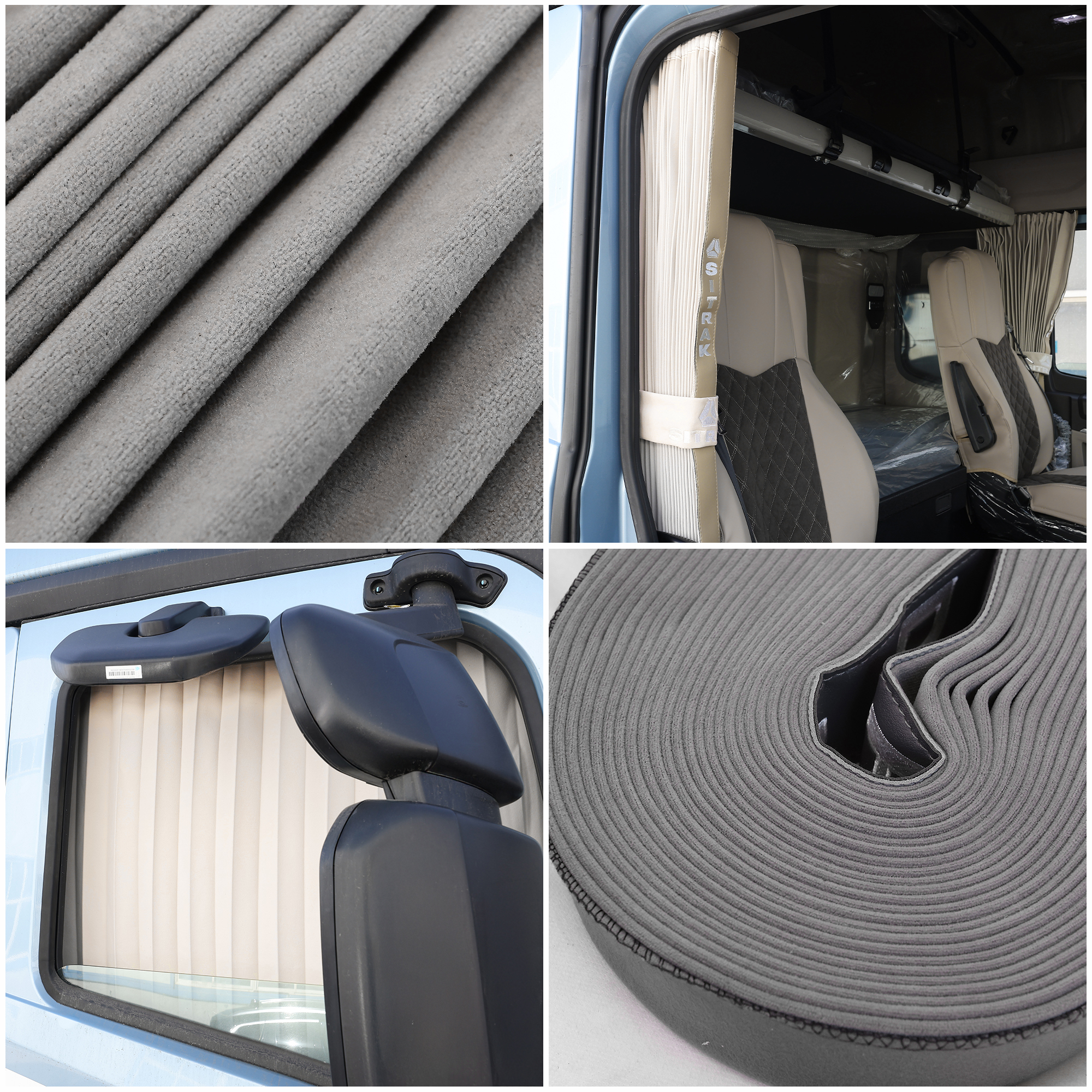 Rownfur Premium Quality Truck Accessories Custom Color 240CM X 90CM Window Curtain VOLVO/MERCEDES/DAF/SCANIA Light Blocking