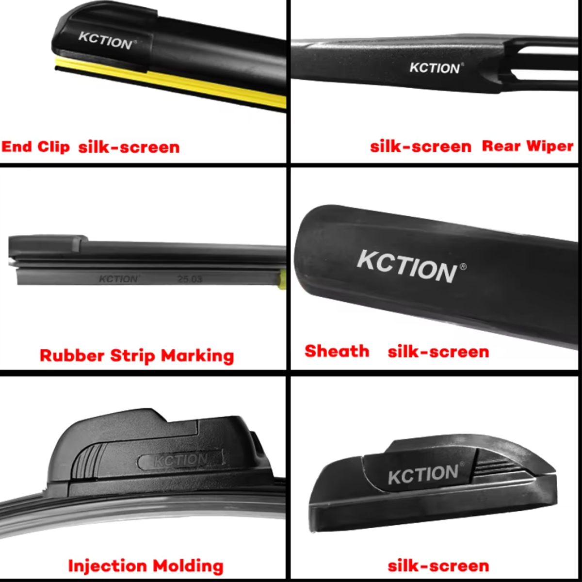 Kction Wholesale Car Accessories New Arrival OEN Universal Hybrid Windshield Wipers Natural Rubber U-HOOK Hybrid Wiper Blade