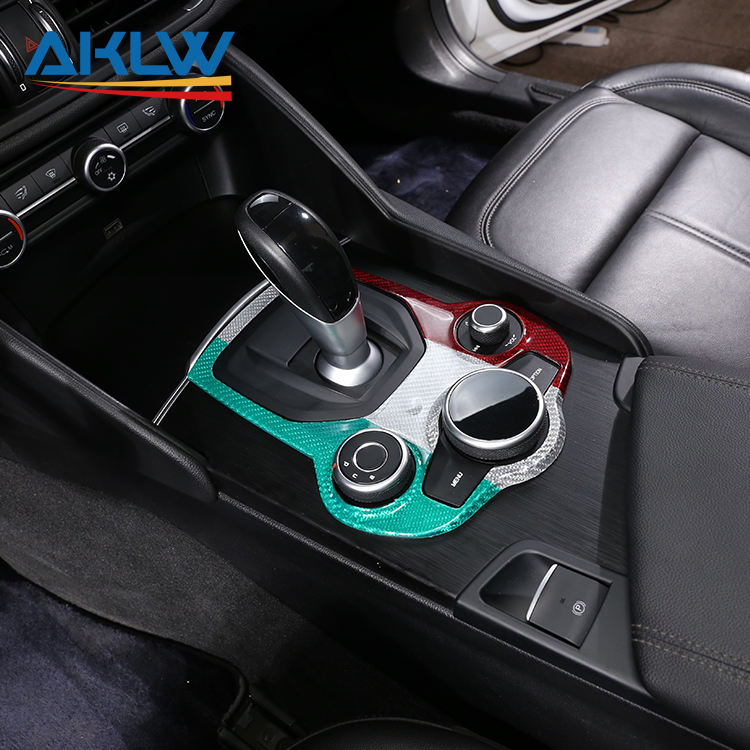 Real Carbon Fiber Gear Panel Decorative Protective Frame Interior Accessories for Alfa Romeo Giulia / Stelvio 2017-2019