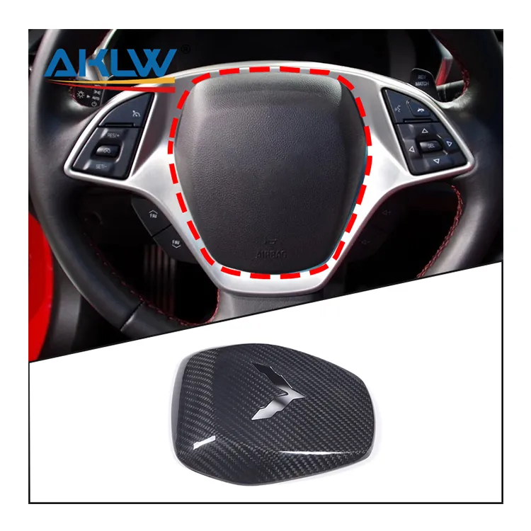 Real Carbon Fiber Steering Wheel Emblem Protective Shell Detail