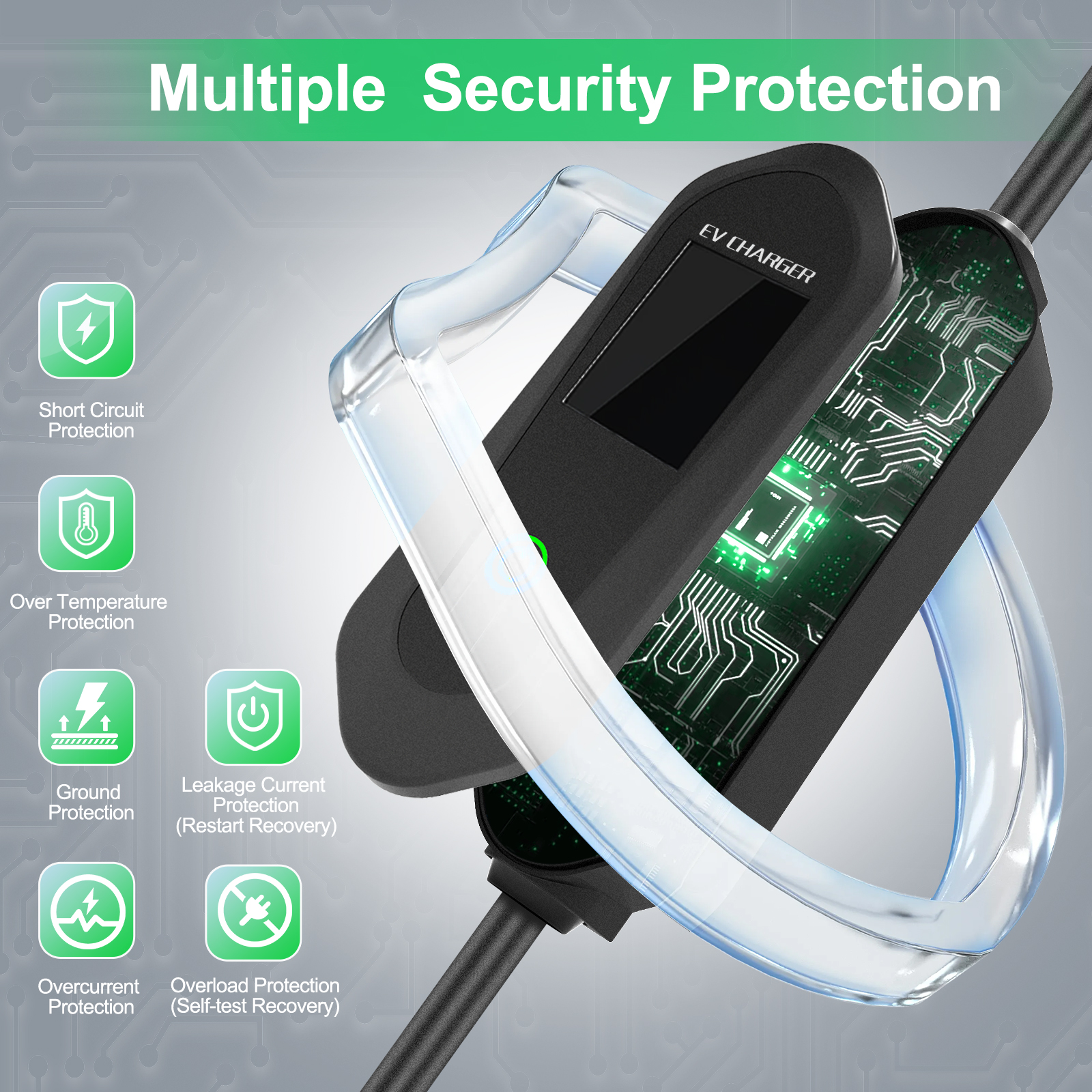 APP 32A Electric Car Mobile Charger Adjustable Current 6 To 32A 21ft Cable| Home Portable Charger For Type 1