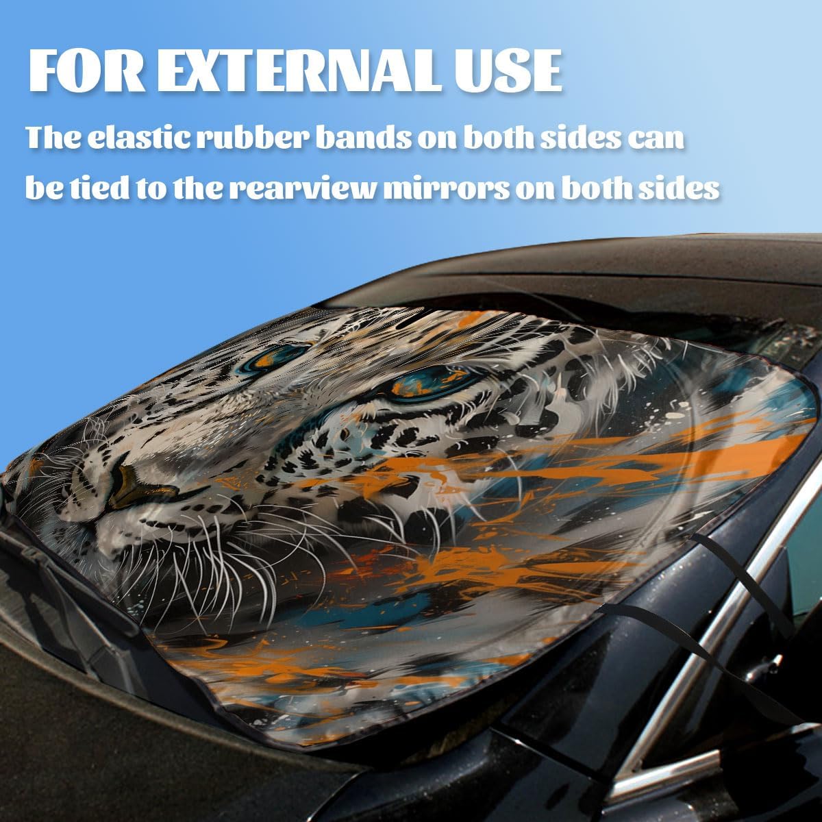 Jaguar Luxury Digital Printing Polyester Fiber 1pcs Universal Fit Car Windshield Sunroof Shades Heatshield UV Protection