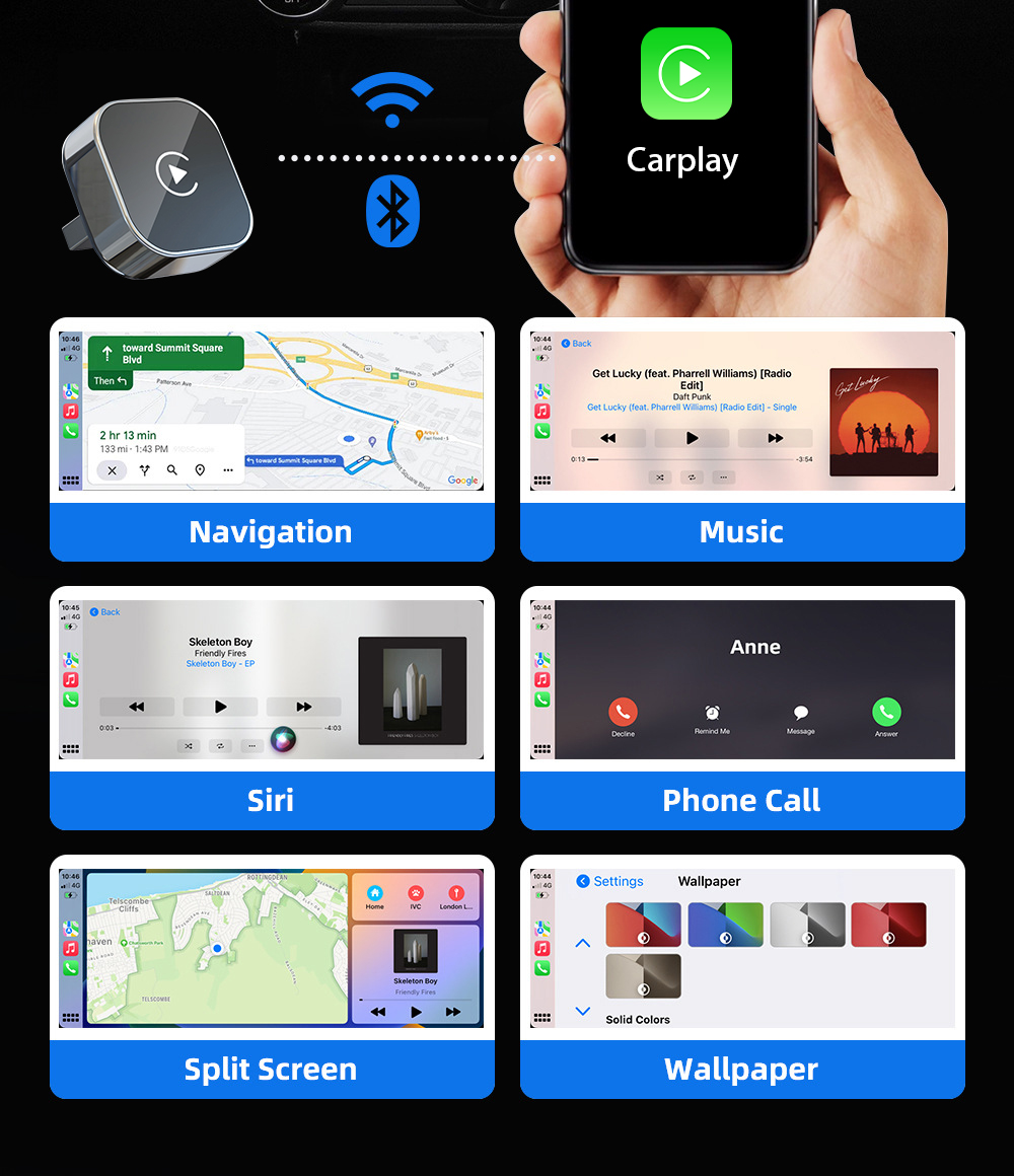 Mini 2.4 5ghz Usb-c Wireless Adapter Carplay Android Auto For Apple Dongle