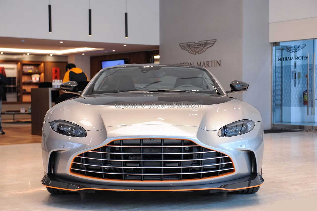 V12 Vantage Style Full Set Wide Body Kit Carbon Fiber Front Bumper Rear Wing &amp; Exhaust System Parts for Aston Martin