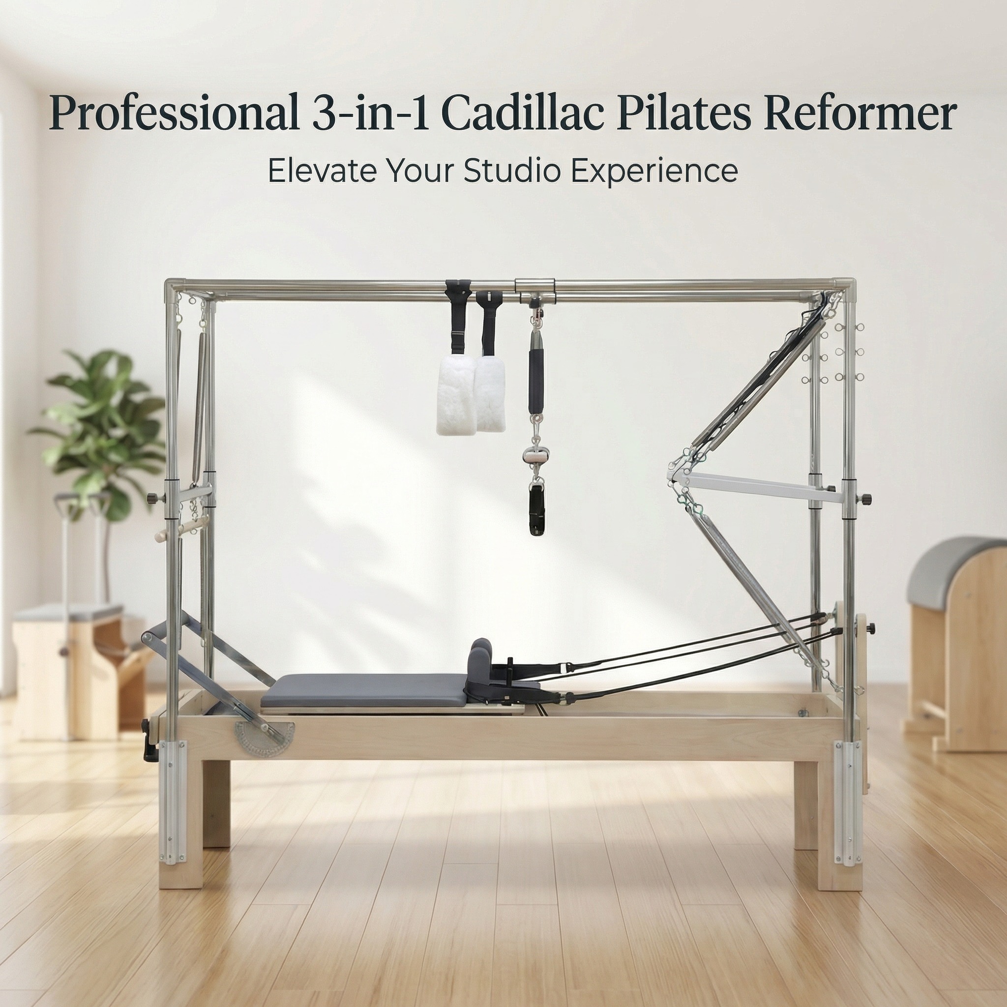 Professional 3-in-1 Maple Wood Cadillac Pilates Reformer Machine for Home Studio Gym