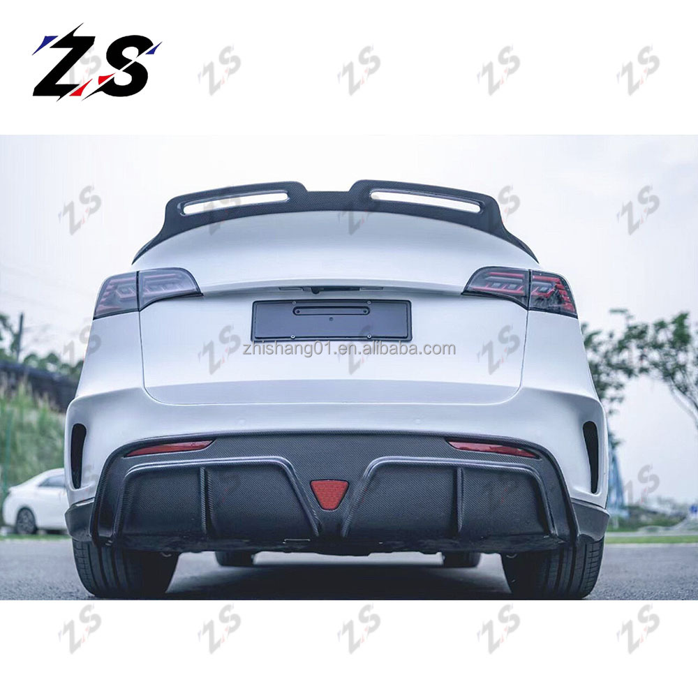 ZS for Tesla Model Y Real Carbon Fiber CMST Style Rear Wing Rear Spoiler Carbon Fiber Wing tesla Model Y Accessories