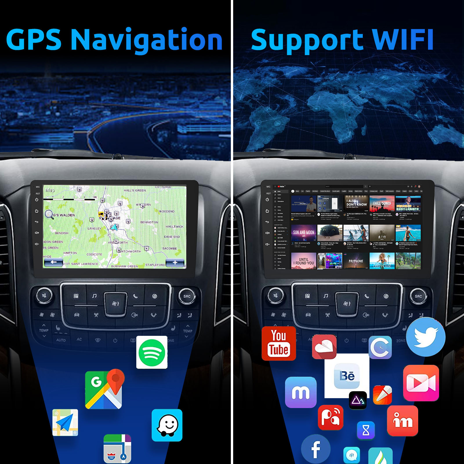 7/9/10/11.5/13.1 Inch 2 Din Car Stereo Android Car Radio Android Auto Carplay Audio DVD Player Navigation GPS For All Car