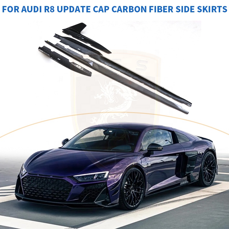 Dry Carbon Fiber Side Skirts Capris Style for Audi R8 2022 2023 2024 Side Skirt Extension