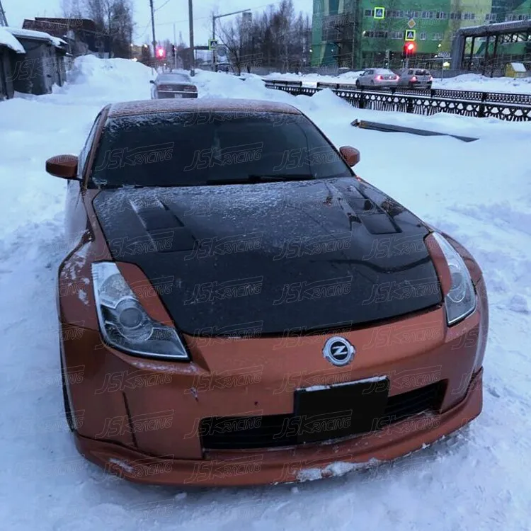 Carbon Fiber Hood Side Angle View