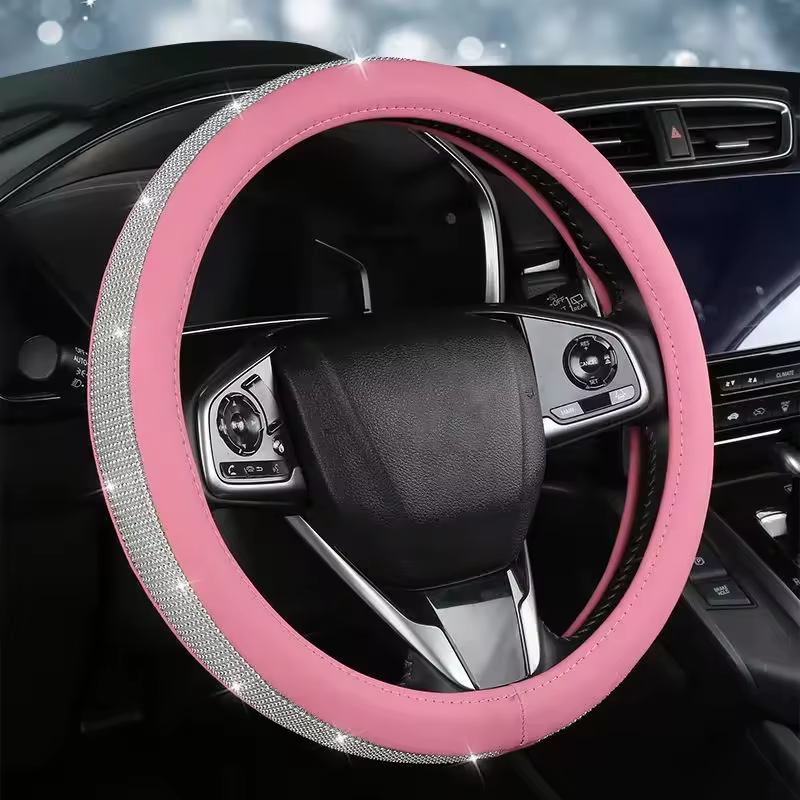 Reliable Crafted Leather Car Steering Wheel Cover Pressure Relief Car Steering Wheel Cover for Automobile Accessories