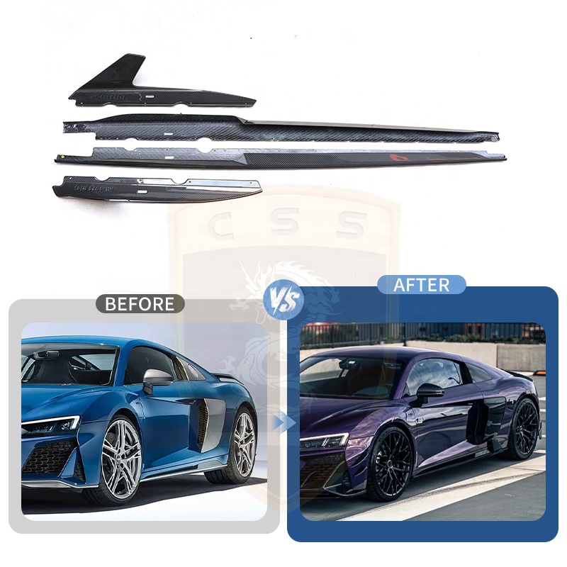 Dry Carbon Fiber Side Skirts Capris Style for Audi R8 2022 2023 2024 Side Skirt Extension